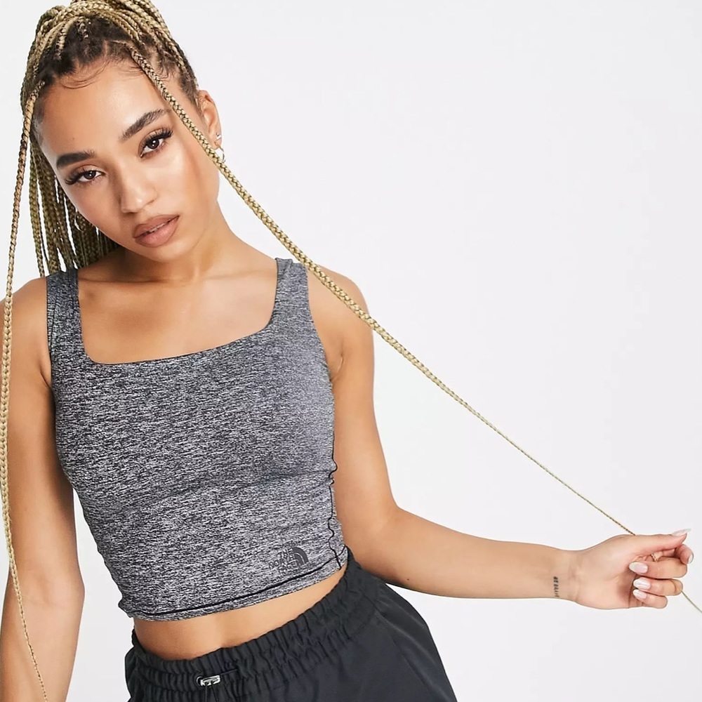 The North Face Women's Gray Heather Square Neck Cropped Tank Top